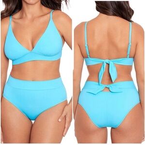 Skinny Dippers Aqua Blue 2-Piece Tummy Control Bikini Size XL X-Large
